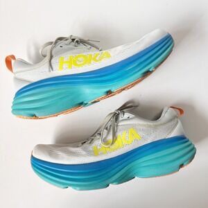 Hoka One One Bondi 8 Running Shoes Size 11.5D Mens Ice Flow Bit Of Blue